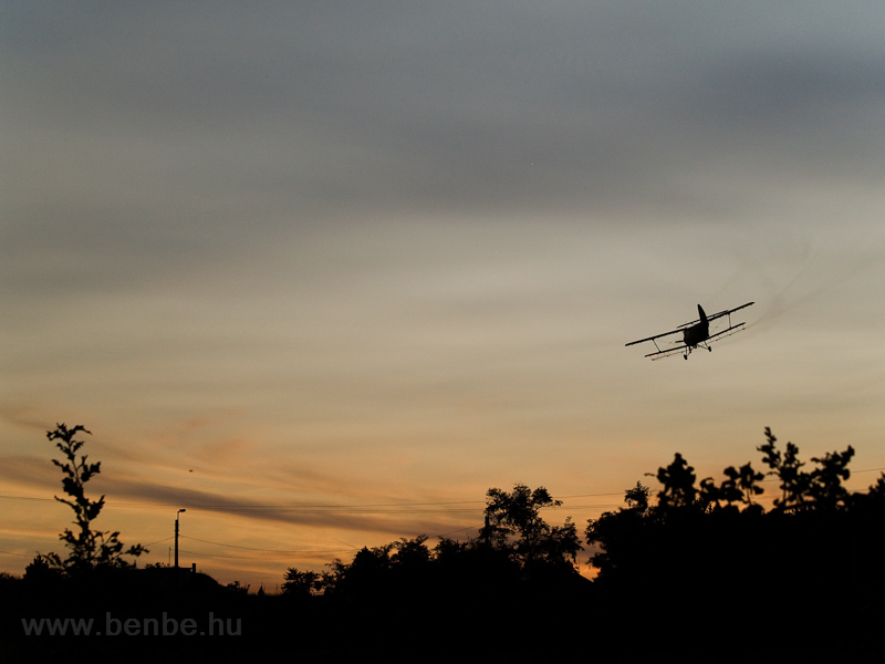 An An-2 aircraft dropping mosquito poison on Fertőrkos photo