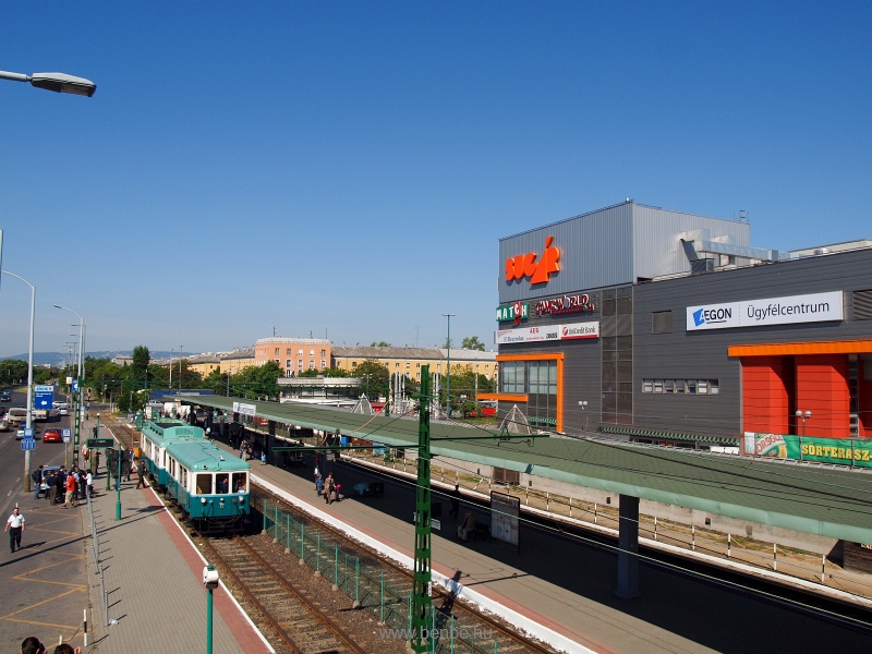 The BKV suburban railways' Boros Bni railcar and its cab car at rs Vezr tere, Budapest photo