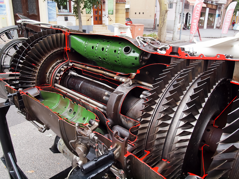 Demonstration of a jet engine formerly used in a fighter jet photo