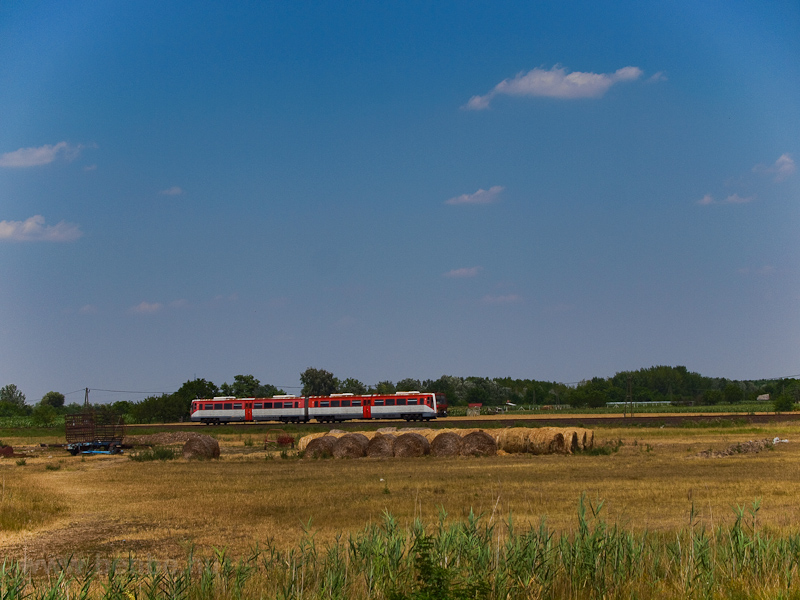 A class 6341 DMU seen between Kistőke and Szentes photo