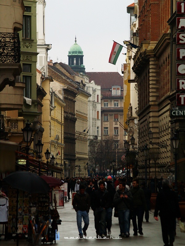 Ezen a komisz napon csak olaszok járták a Váci utcát rajtunk kÃvül. LentrÅ‘l nézve, ha nem a teleobjektÃvhez folyamodok, a szép házak nem látszódnak, csak az esÅ‘tetÅ‘k alatti szemét. kép Olaszok a magyar utcán fotó