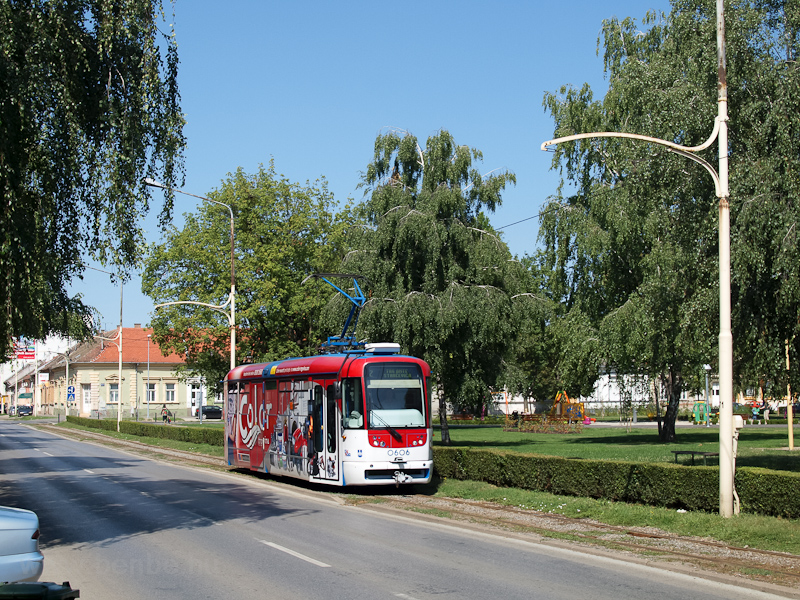 Tram wearing a full advertising livery at Eszk (Osijek) photo