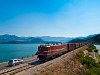 The MonteCargo 461-042 seen between Virpazar and Vranjina hauling a container train from the harbour of Bar across Lake Skadar