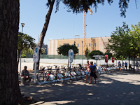 Low-tech public bike rental at Tirana