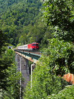 The Serbian Railways 461-021 is seen on the Tara-viadukt near Kolasn