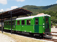 An ex-Ganz DMU rebuilt as a standard passenger carriage seen at Šargan-Vitasi station