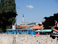 Sarajevo - tram at the bank of the Miljacka river