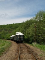 The historic BC mot DMU in the forest between Szokolya and Berkenye