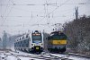 A GYSEV 430 333 gépmenetben találkozik a MÁV-START 815 035 Stadler KISS-szel Pestszentlőrinc és Kőbánya-Kispest között