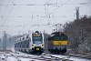 A GYSEV 430 333 gpmenetben tallkozik a MV-START 815 035 Stadler KISS-szel Pestszentlőrinc s Kőbnya-Kispest kztt