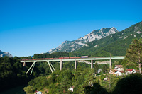 An unidentified ŽFBH 441  seen between Jablanica and Jablanica grad on the Gazela-viadukt