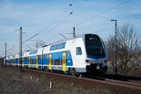 The MV-START Stadler KISS number 815 007 seen at Szemeretelep