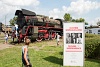 Steam locomotive and an advertisement of the heroes of independence