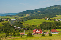 The PKP Ty42 107 seen between Mszana Dolna and Kasina Wielka