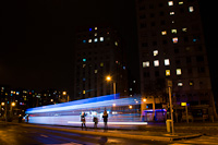 The BKV UV5 3873 <q>Csillamos</q>/<q>Karcsonyi Fnyvillamos</q> illuminated christmas tram seen at Rkospalota on line 69