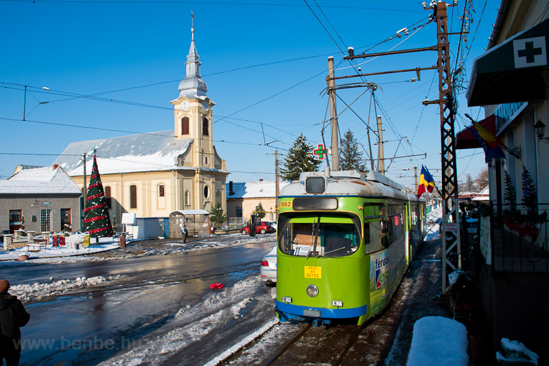 The CTP Arad (Arad Public Tansport Authority) DWAG 1862 (AR 00102) seen at Arad-Gyorok interurban tramway seen at Ghioroc, inside the wye photo