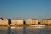 Boat Eurpa, trams on line 2 and the Pest Danube embankment