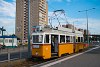 A BKV 3430 pályaszámú MUV (módosított UV) motorkocsija szólóban a Bécsi út-Vörösvári út végállomáson, R19 (retró-19) villamosként