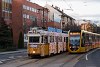 The Budapest UV tram number 3885 seen as Christmas Light Tram at Bcsi t with short CAF 2223 next to it