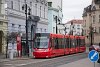 A 7408 pályaszámú, Škoda 29T típusú villamos Pozsonyban, a Koronázási domb hajdani POHÉV-végállomáson