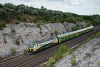 A GYSEV 471 005 Bicske és Szár között RaaberCity kocsikból álló InterCity vonatával