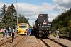 The ŽSR 555 3008 and the ČD 814 230-9 seen at Javornk nad Veličkou / Vrbovce