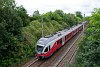 The MV-START red Stadler FLIRT 415 044 seen between Pusztaszentistvn and Mende