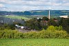 A ŽSR 555 3008 pályaszámú gőzmozdony (<q>Štoker</q>) Myjava és Poriadie között a Myjavsky viadukt-on