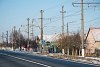 Catenary/overhead wire on the interurban tram route from Arad to Ghioroc in Arad, Romania