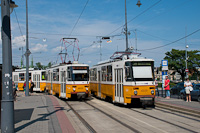 The BKV ČKD Tatra T5C5 trams 4070 + 4225 seen at Szent Gellrt tr