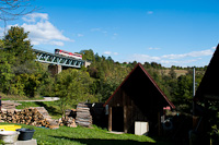 The ŽSSK Baget 813 009-2 seen between Paprd and Poriadie on the Lipovecky viadukt