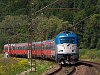 The ČD 380 010-9 seen between Bezprvi and sti nad Orlici hauling ex-BB Eurofimawagen cars