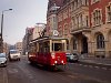 A bytomi 38-as villamos Konstal N sorozatú kocsija a Piekarskán, Bytom Kościół św. Trójcy végállomásnál