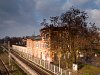 Olkusz station with the LHS broad-gauge track directly in front of the station building and the normal-gauge tracks afterwards