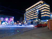 A Konstal 105-2K tram seen at the Rynek in Katowice