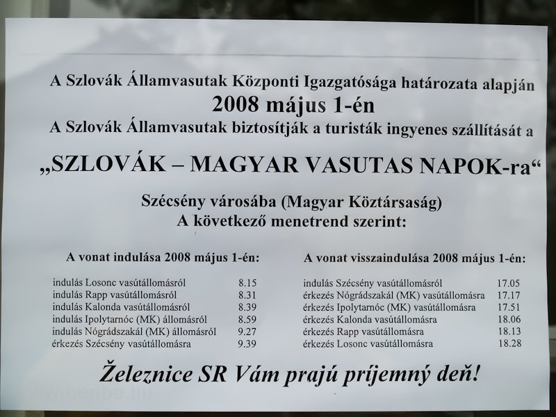 A Szlovk-magyar Vasutasnap menetrendjei fot