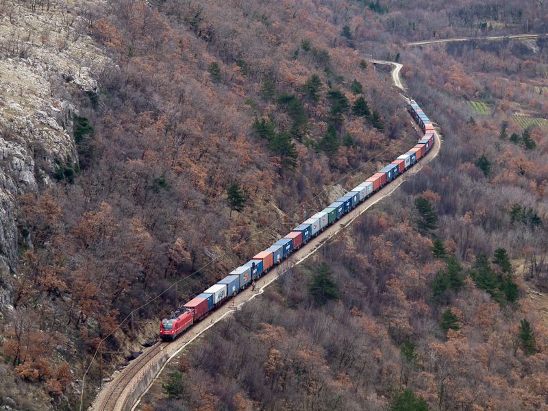 A freight with a a class 541 and a 363 as banker between Hrastovlje and Črnotiče photo