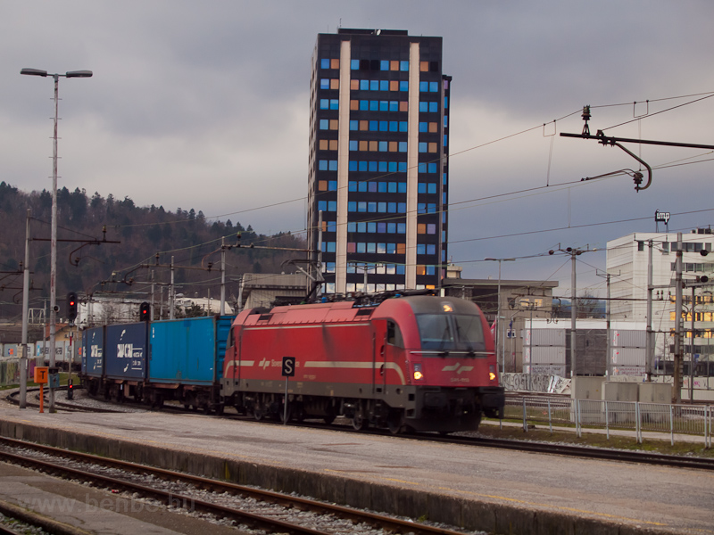 The ŠZ 541 013 is seen hauling a freight train from Koper at Ljubljana photo