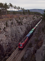 Az ÖBB 1216 150 húz egy konténervonatot Prešnica és Črnotiče között