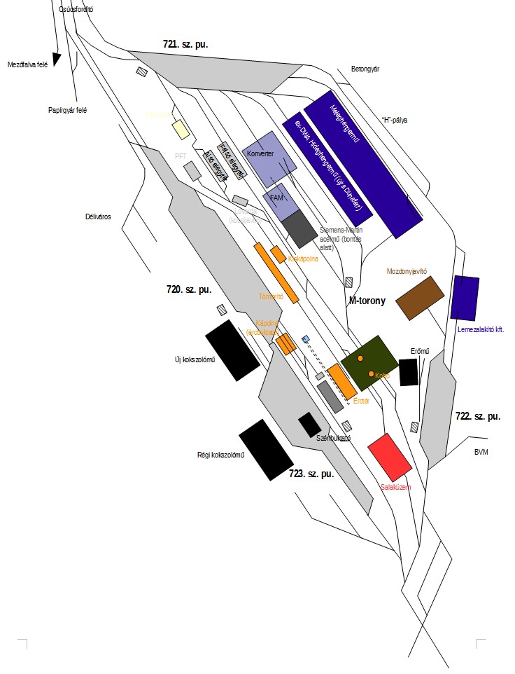 The map of the Dunaferr steel mill