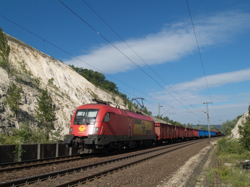 The GYSEV/Raaberbahn 1116 064-5 with an express freight train near Szr stop photo