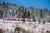 The ŽSSK OŽ rack electric multiple unit 405 953-1 is seen at the High Tatras (Vysok Tatry) between Štrbsk pleso and Tatransk Lieskovec