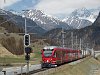 The RhB ABe 8/12 3504 is seen hauling an EngadinStar REX at Zernez station during its reconstruction