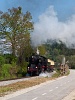 The SŽ 33 037 seen between Atomske Toplice hotel and Podcertrek