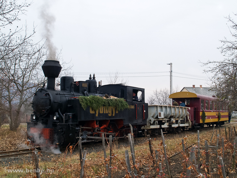 The Gyngyi steam locomotive at Gyngys at the branching of the two lines photo