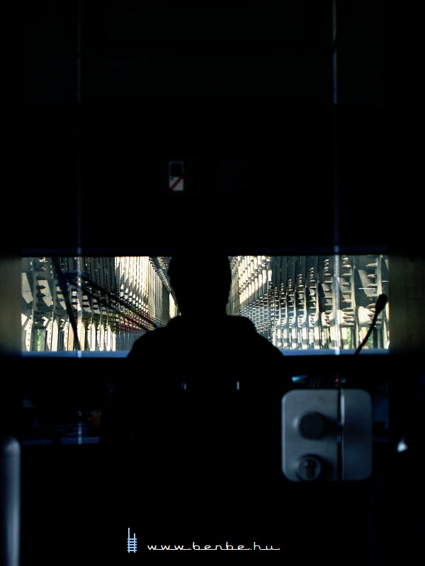 The cab of a Desiro and the jpest railway bridge photo