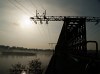 A ship under the jpest Railway Bridge