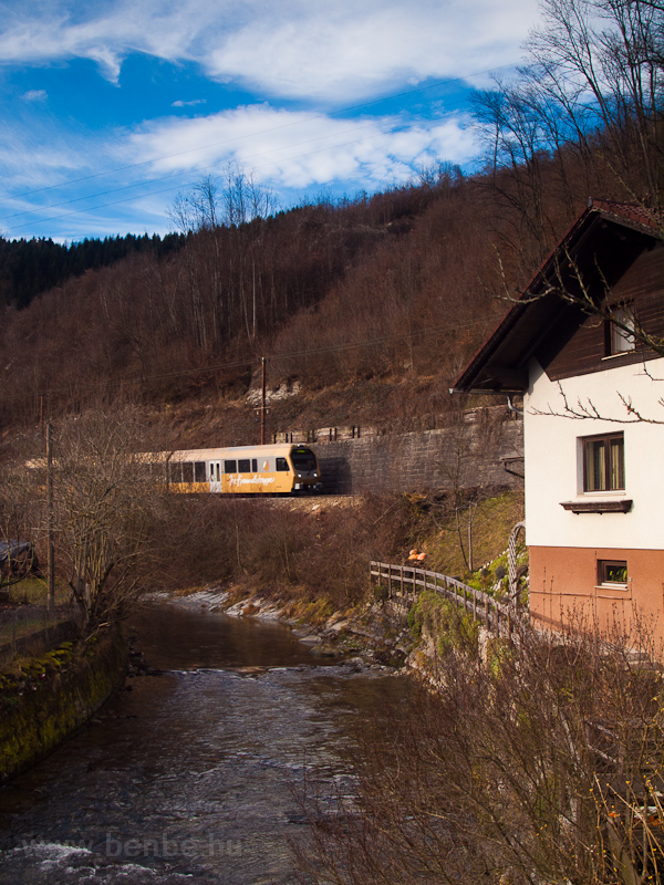 The ET4 Himmelstreppe electric multiple unit seen at Frankenfels village on the Mariazellerbahn photo