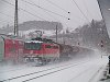 The ÖBB 1142 626-9 pushing a freight train up the Semmering Northern ramp at Payerbach-Reichenau station