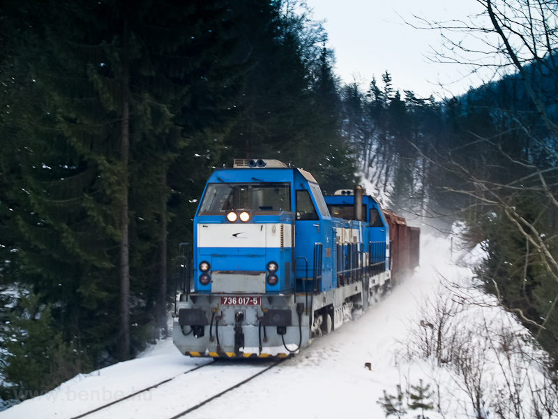 The ŽSSKC 736 017-5 and a coupled other class 736 is hauling a short freight between Harmanec Jaskyňa and Čremošn photo